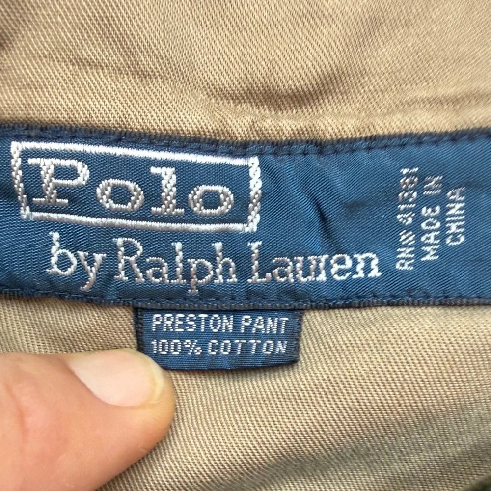Polo Ralph Lauren Preston Pant Mens 38x32 Olive Green Cotton Corduroy Trousers